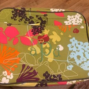 Initials Inc. Floral Green and Multicolor Monogrammed Laptop Bag